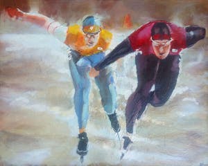 Niet of onleesbaar gesigneerd - Schaatsers kopen? Bied vanaf 1!