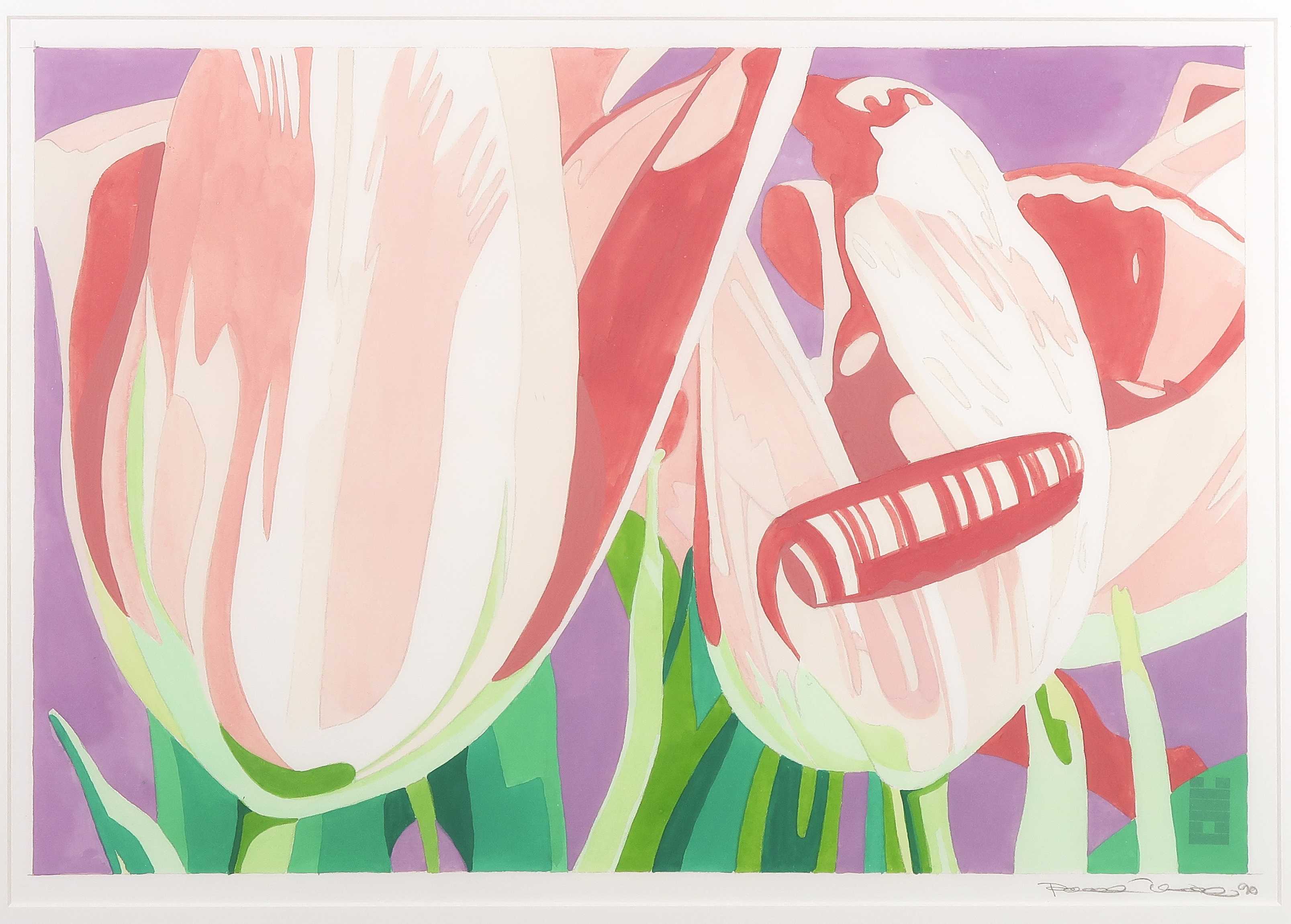 Niet of onleesbaar gesigneerd - Aquarel en potlood, Tulpen - Ingelijst kopen? Bied vanaf 1!