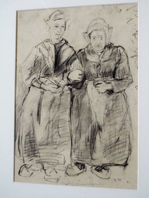 Cornelia Hioolen - Houtskooltekening - Vissersvrouwen kopen? Bied vanaf 50!