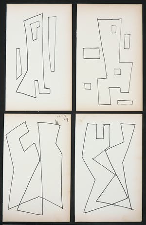 Siep van den Berg - Lot van vier abstracte composities kopen? Bied vanaf 1!