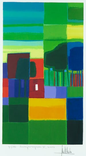 Ton Schulten - Zeefdruk, Voorjaarsgroen II - Ingelijst kopen? Bied vanaf 200!