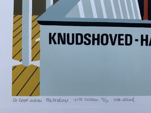 Hilde Mohring - kleurenzeefdruk - 'De boot naar Halsskov' - 1979 (Eigen druk) kopen? Bied vanaf 70!