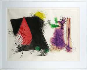 Ger Lataster - Kleurenets, Zonder titel - Ingelijst verkocht voor € 50!