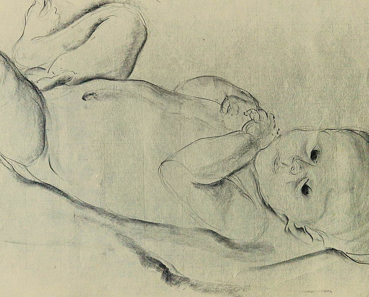 Jan Sluijters (jr.) - in 1941 gemaakte potloodtekening - pasgeboren baby - kerstmis 1941 kopen? Bied vanaf 31!