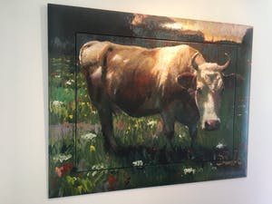 Peter Donkersloot - Ingeschilderd Giclée op Linnen - Koe kopen? Bied vanaf 995!