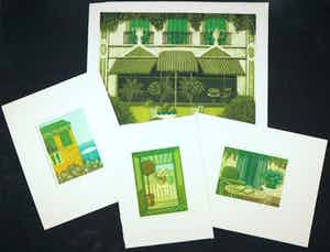 Laetitia de Haas - Lot van vier kleurenetsen, Stillevens verkocht voor € 50!