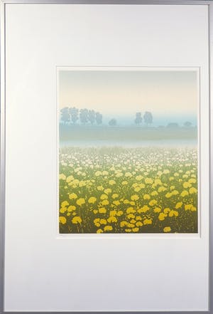 Buy Elmar Gille - Kleurenets, Drie-luik Paardenbloemen - Ingelijst? Bid from 100!