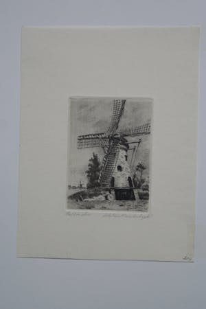 Maarten Langbroek - ets Beltmolen - gesigneerd kopen? Bied vanaf 1!