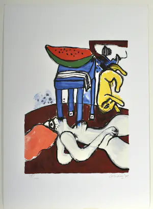 Corneille - La pastèque - litho - Gesigneerd - 69,5x49,5 cm - 1975 kopen? Bied vanaf 325!