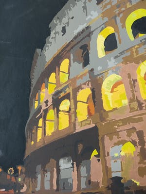 Niet of onleesbaar gesigneerd - Colosseum te Rome bij nacht kopen? Bied vanaf 1!