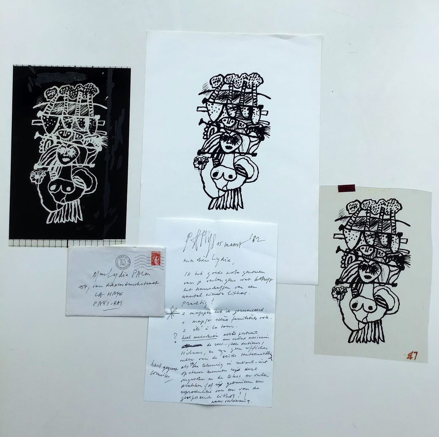 Corneille - Kavel van 4 bijzondere items Handgeschreven brief Corneille verkocht voor € 150!