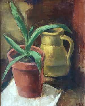 Paul Kerkhof - stilleven met agave en gele kan (Centraal Museum) verkocht voor € 135!