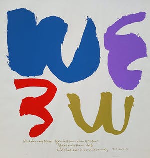 Corita Kent - Me must be turned upside down to become We, zeefdruk kopen? Bied vanaf 300!