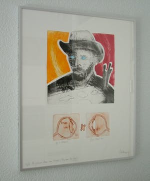Arend van Dam - Kleuren ets op papier, getiteld "De grauwe staar van Vincent" 12/15 kopen? Bied vanaf 15!