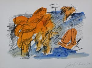 Jan Sierhuis - Met de hand ingekleurde litho (aquarel) - 1974 kopen? Bied vanaf 55!