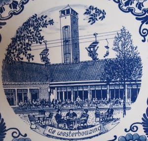 Niet of onleesbaar gesigneerd - Delftsblauw wandbord "De Westerbouwing" in Oosterbeek kopen? Bied vanaf 10!