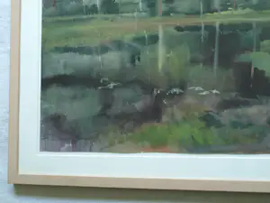 Niet of onleesbaar gesigneerd - Gesigneerde aquarel , Bosgezicht aan het water – Ingelijst , 59 x 74 cm. kopen? Bied vanaf 10!