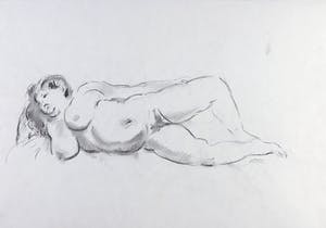 Jan Sluijters (jr.) - Krijttekening met papier, Staand naakt kopen? Bied vanaf 1!