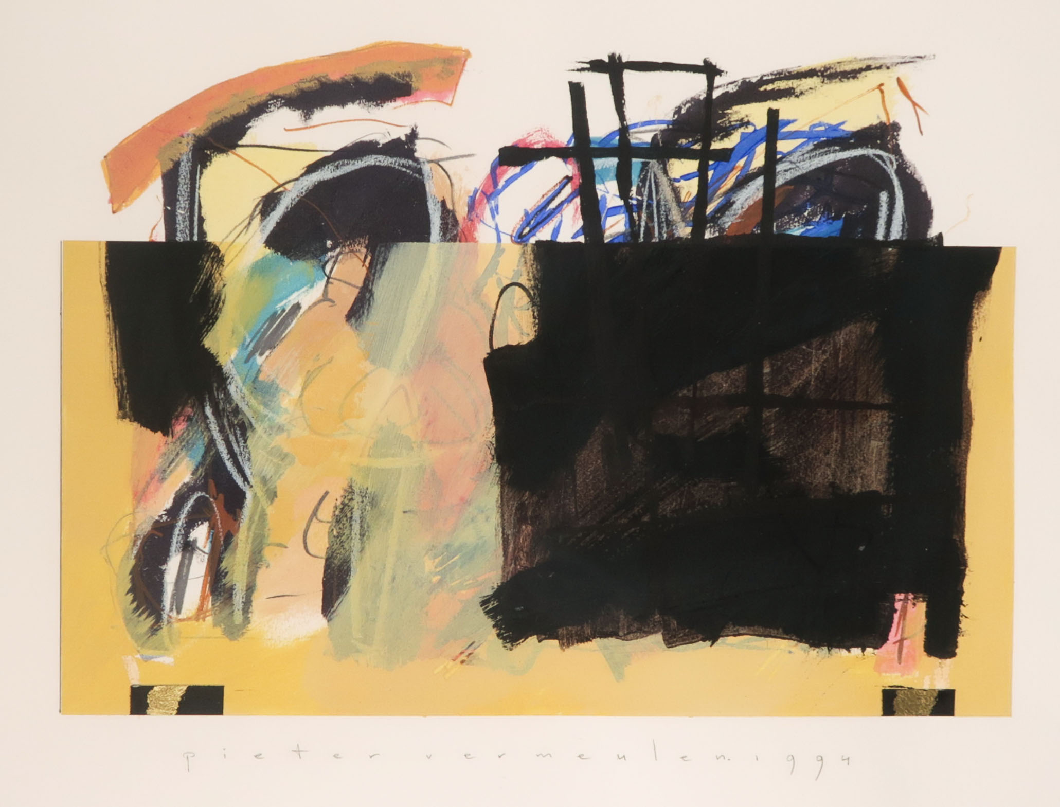 Pieter Vermeulen - Gemengde techniek op papier - Ingelijst kopen? Bied vanaf 1!