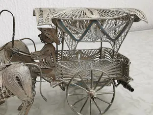 Zilver - 925 - Filigrain Paardenkoets & Ossenwagen - Java Indonesië - midden 20e eeuw kopen? Bied vanaf 95!