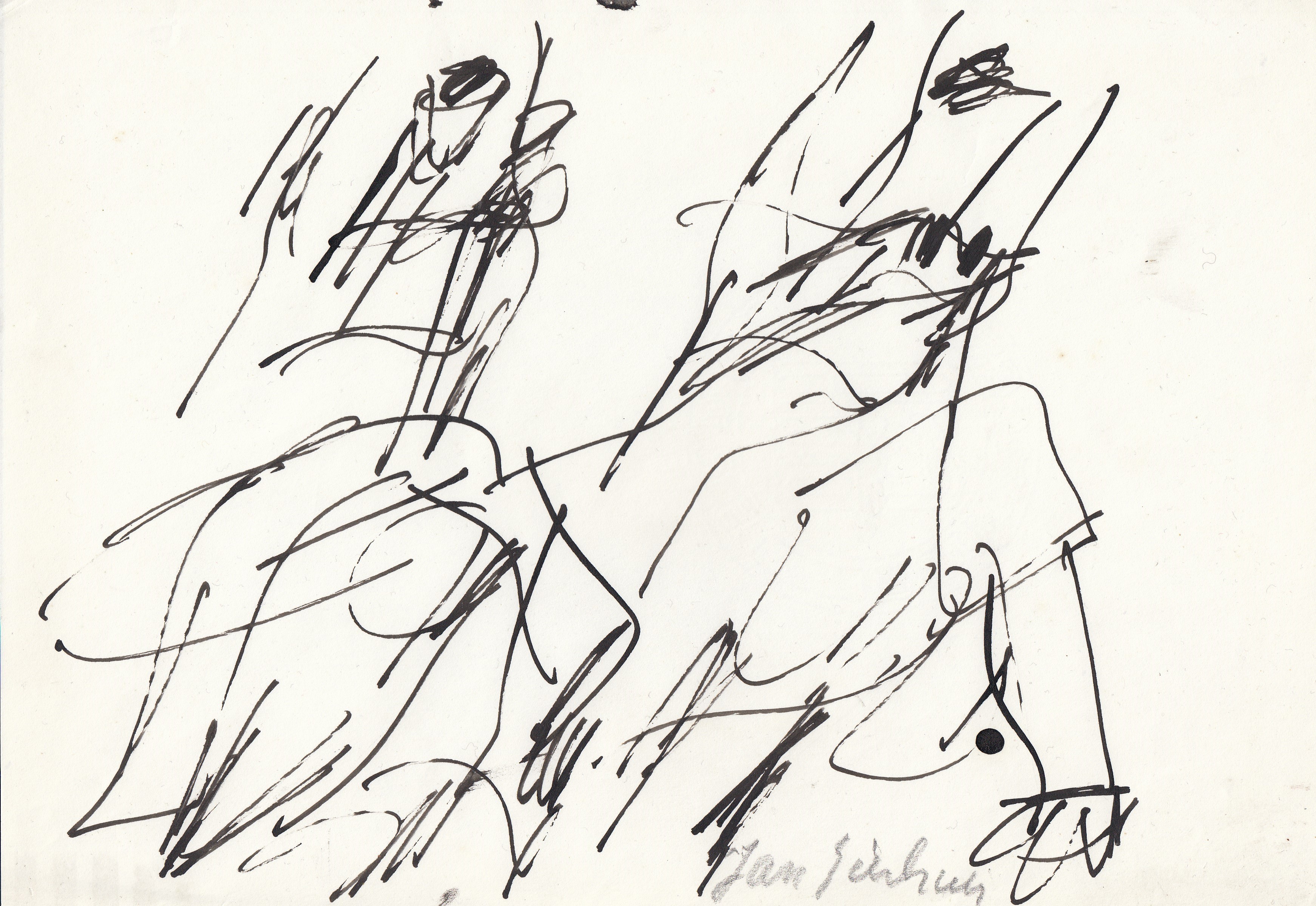 Jan Sierhuis - Inkt op papier - Kompositie Abstract kopen? Bied vanaf 1!