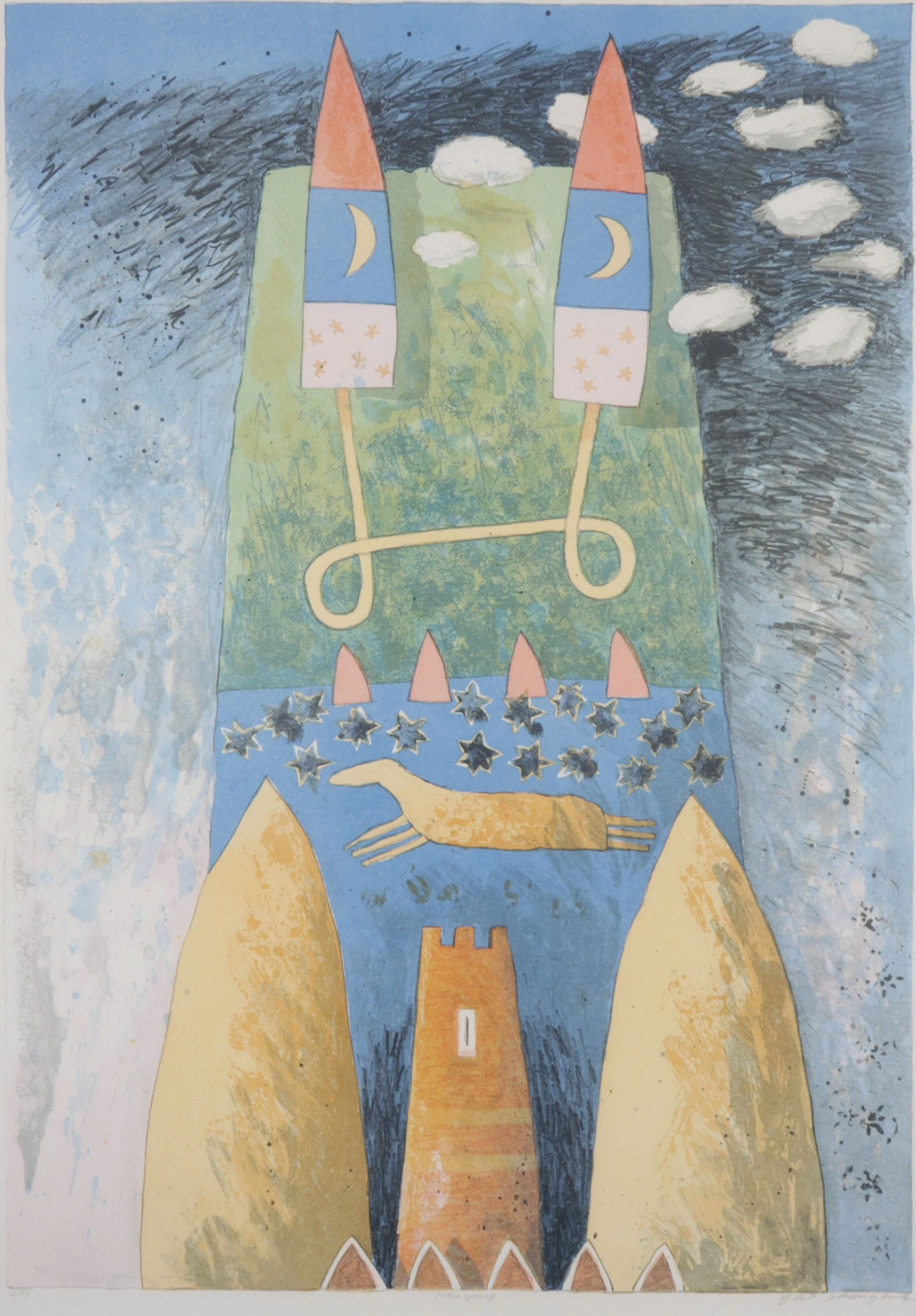 Gert Strengholt - Litho, Torensprong - Ingelijst kopen? Bied vanaf 20!