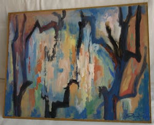 Klaas Pijlman - Olieverf op papier , Bos – 1968 kopen? Bied vanaf 35!