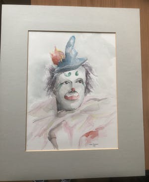 Carel Verbraak - 2 Schitterende gesigneerde aquarellen in passe-partout van " CLOWN " kopen? Bied vanaf 45!