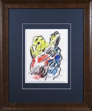 Jan Sierhuis - Pastelkrijt op papier, Zonder titel - Ingelijst kopen? Bied vanaf 1!