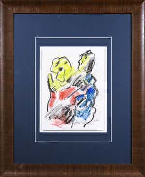 Jan Sierhuis - Pastelkrijt op papier, Zonder titel - Ingelijst verkocht voor € 1!