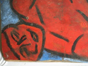 Niet of onleesbaar gesigneerd - Acrylverf op paneel , “Erotische voorstelling” – groot, 100 x 108 cm kopen? Bied vanaf 1!