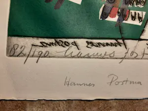 Hannes Postma - "Hors series" handgekleurde Ets -1966 - "twee armlengten" kopen? Bied vanaf 40!