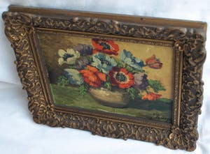 Niet of onleesbaar gesigneerd - Olieverf op doek , Bloemstilleven – gesigneerd & ingelijst - oud kopen? Bied vanaf 1!