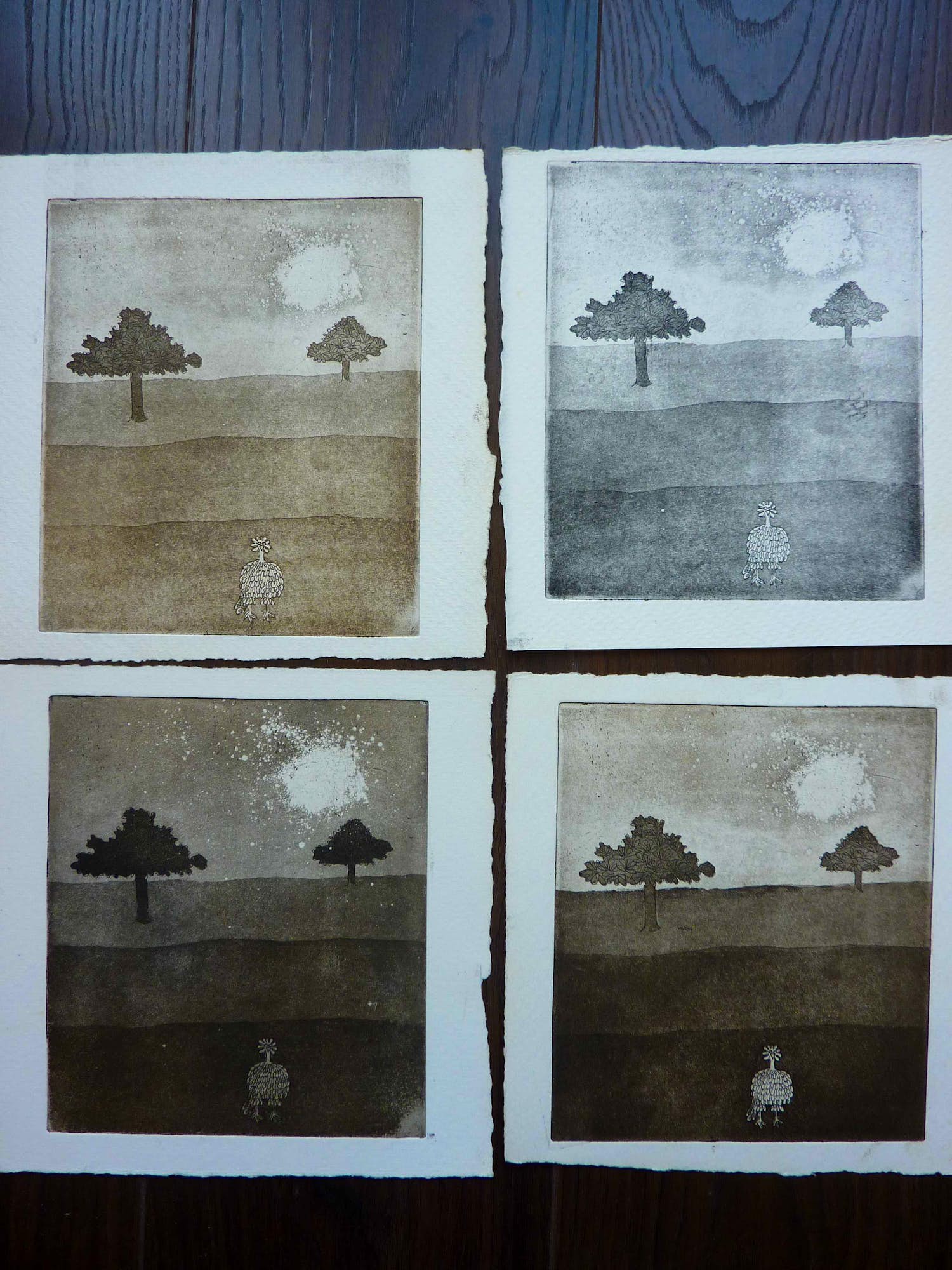 Margriet Snel - serie 4 etsen van vreemde vogels kopen? Bied vanaf 5!