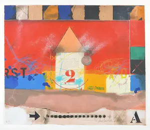 Theo Koster - Zeefdruk, Vierkant rood - Ingelijst kopen? Bied vanaf 40!