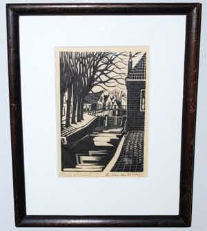 Andre van der Vossen - sluis Monnikendam - houtsnede verkocht voor € 40!