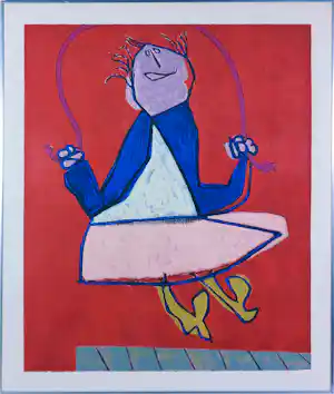 Jan Roëde - Zeefdruk, Touwtje springen - Ingelijst verkauft für € 200!