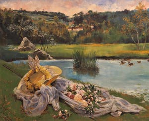 Felix Armand Heullant - Landschap met zomerhoed kopen? Bied vanaf 100!
