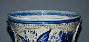 Niet of onleesbaar gesigneerd - Zeldzame oude Portugese faience majolica handgeschilderde vaas Sec XVII kopen? Bied vanaf 1!