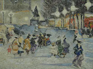 Niet of onleesbaar gesigneerd - Olieverf en zand , Wintergezicht Londen (?) – gesigneerd - 50 x 60 cm kopen? Bied vanaf 10!