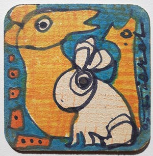 Gerard Fieret - Nijntje met kip, tekening met stift kopen? Bied vanaf 65!