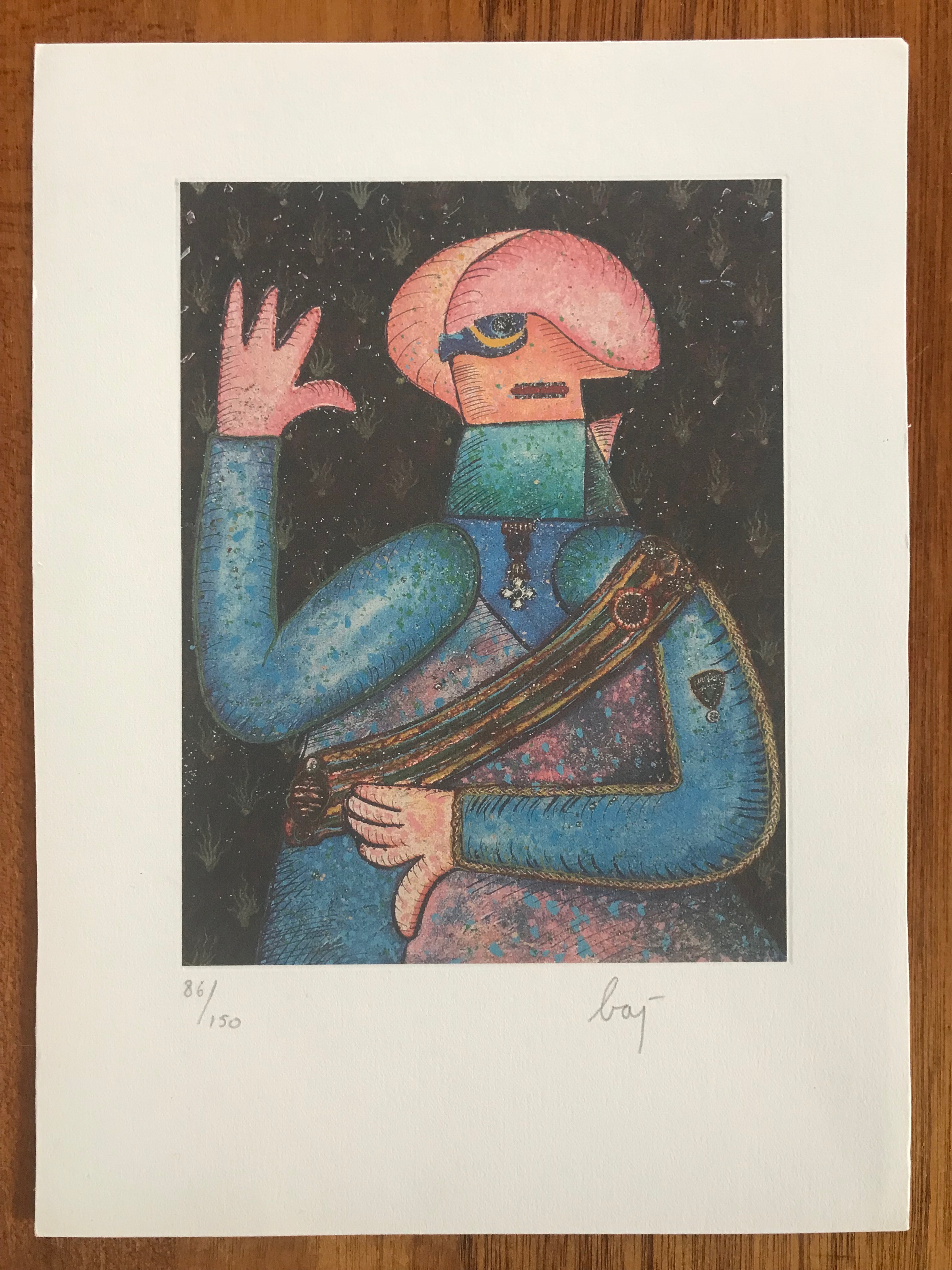 Enrico Baj - Kleurenlitho - Zonder Titel - Gesigneerd - Oplage 150  kopen? Bied vanaf 125!