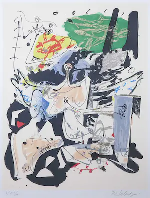 Kees Salentijn - Zeefdruk, Abstracte compositie - Ingelijst kopen? Bied vanaf 40!