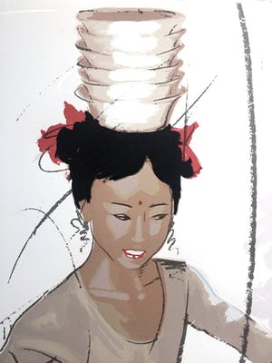 Nico Vrielink - Circusmeisje balancerend met borden kopen? Bied vanaf 1!