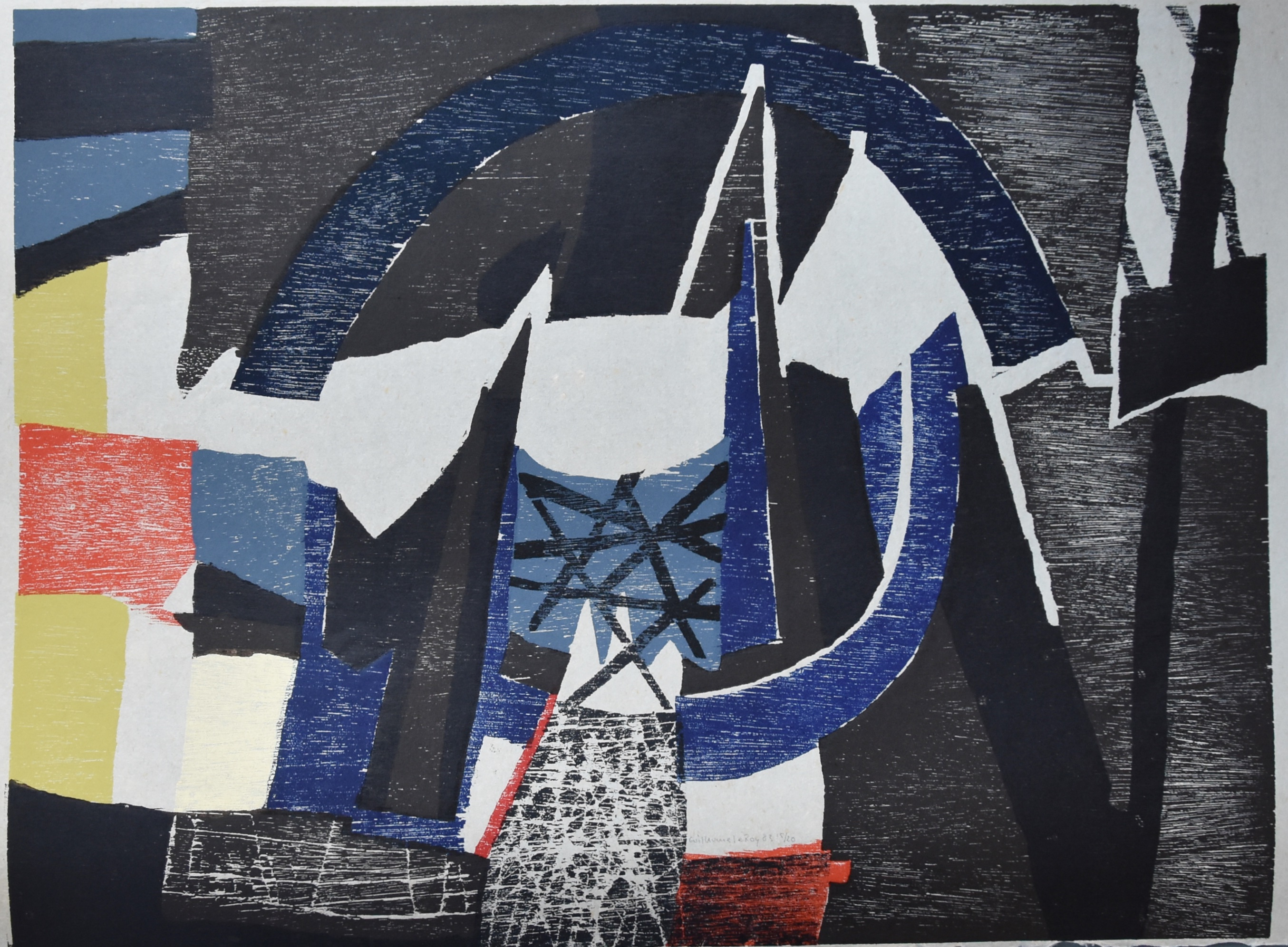 Guillaume Le Roy - # COMPOSITIE # groot formaat houtsnede, 1983, mint kopen? Bied vanaf 175!