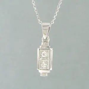 14k witgouden collier met hanger met oud Amsterdams geslepen diamant 0.18ct-50cm kopen? Bied vanaf 275!