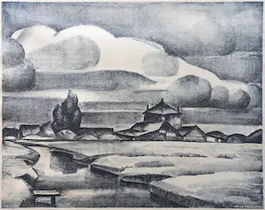 Jelle Troelstra - Hollands landschap, litho (ingelijst) kaufen? Bieten Sie von 50!