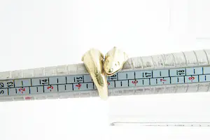 89 - Aparte geel-gouden 18 krt ring met 2 vissen - gekeurd - kleine maat! kopen? Bied vanaf 310!