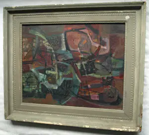 Kor Heemsbergen - Olieverf op paneel, Land voor 2 mensen – ca. 1960 - Ingelijst kopen? Bied vanaf 150!