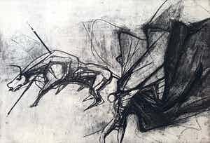 Ru van Rossem - Corrida de toros, aquatint ets verkocht voor € 50!